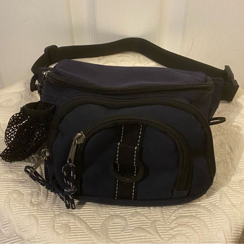 Compact Eastsport 4 Pocket Fanny Pack With Card Slots Blue Black Unisex